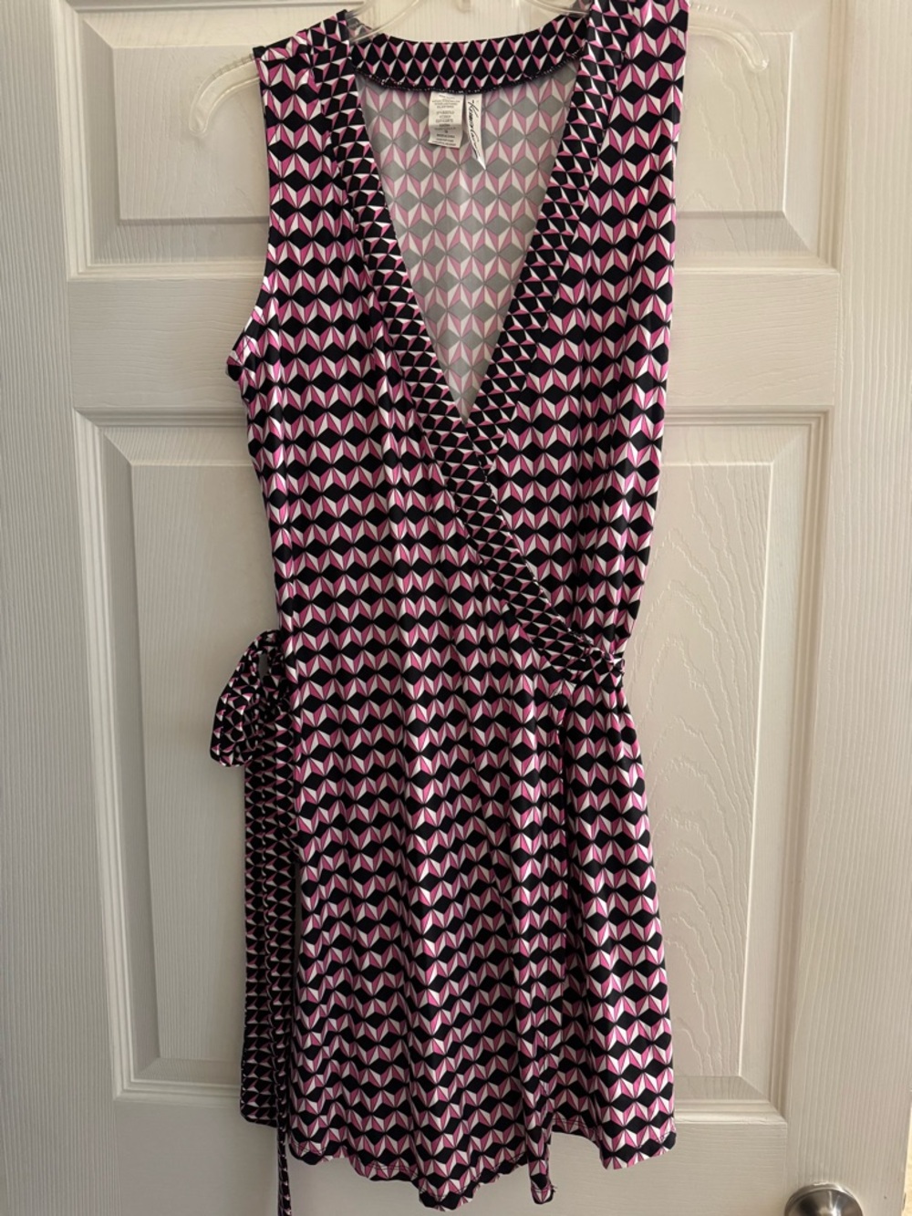 Kenneth Cole Sleeveless Wrap Dress in Pink and Black